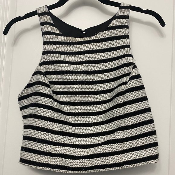 Express Striped High Neck Tweed Cropped Tank Top - Picture 1 of 4